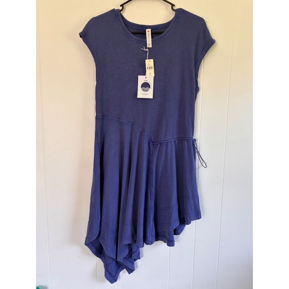 NWT Daily Practice Anthropologie Blue Asymmetrical Handkerchief Hem Dress MP